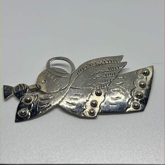Vintage Sterling Silver Angel Brooch
